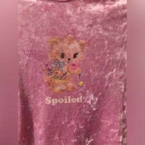 Pink Teddy Bear velvet crop Tee